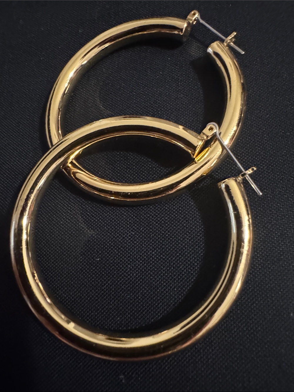Luv Aj Shiny Gold Thick Hoop Earrings